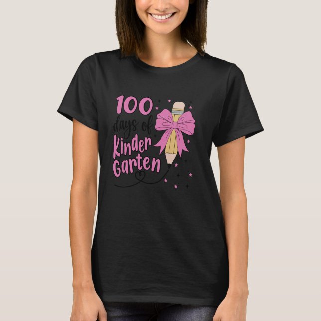 Camiseta 100 dias de Caneta de coquete das meninas do jardi (Frente)