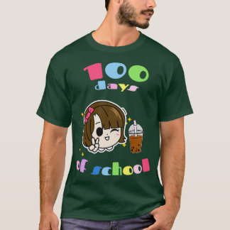 Camiseta 100 Dias de Chá de Bolha de Escola Chocolate