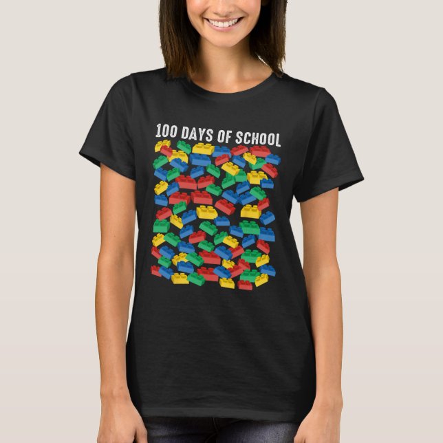 Camiseta 100 Dias De Construtor De Blocos Escolares (Frente)