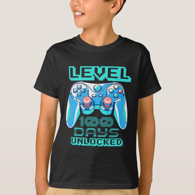 Camiseta 100 Dias De Controladora De Jogo De Vídeo Desbloqu (Frente)