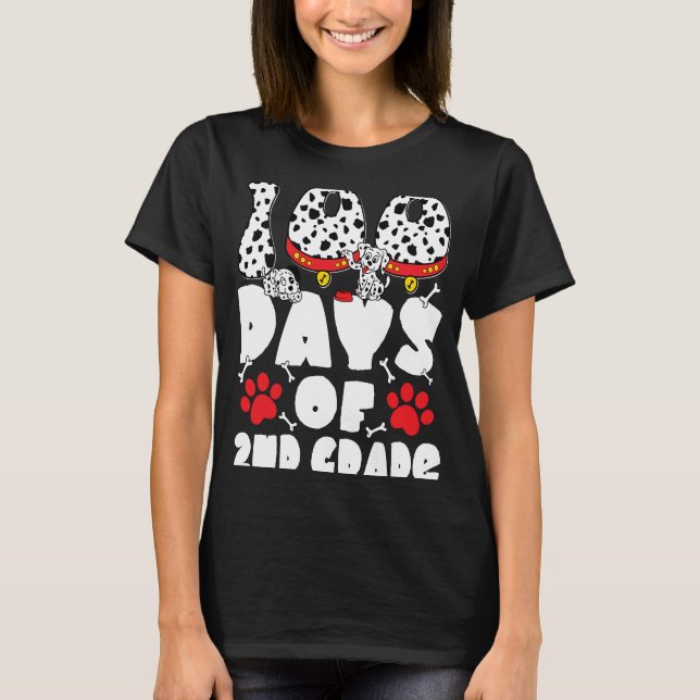 Camiseta 100 dias de crianças de cães Dalmacianos de Grau s (Frente)
