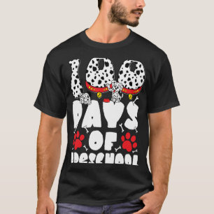 Camiseta 100 dias de crianças de cão Dalmaciano na pré-esco
