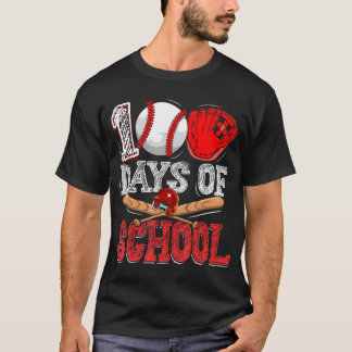 Camiseta 100 Dias De Crianças Estudantes De Beisebol Escola