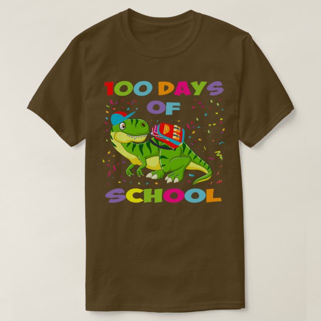 Camiseta 100 Dias De Dinossauro Trex Engraçado Na Escola (Frente do Design)