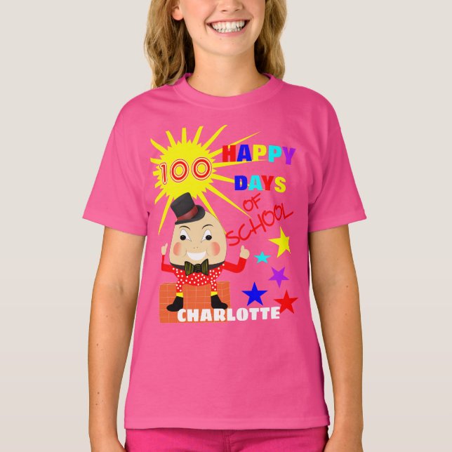 Camiseta 100 Dias De Diversão Escolar Humpty Personalizado (Frente)