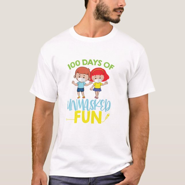 Camiseta 100 Dias De Divertimento Sem Mascaramento 100 Dias (Frente)