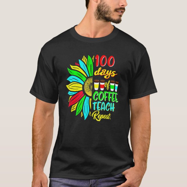Camiseta 100 Dias De Ensino De Café Repetem 100 Dias De Esc (Frente)