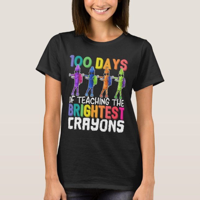Camiseta 100 dias de Ensino dos Mais Brilhantes Crayons Flo (Frente)