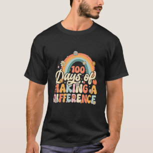 Camiseta 100 dias de ensino em arco-íris diferente em Fazer