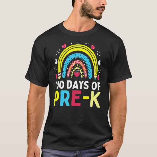Camiseta 100 Dias De Ensino Pré K Feliz 100º Dia De Ensino (Frente)