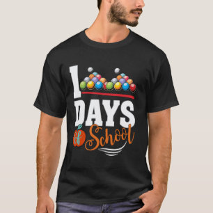 Camiseta 100 Dias de Escola 100º Dia Bilhar Crianças Estuda