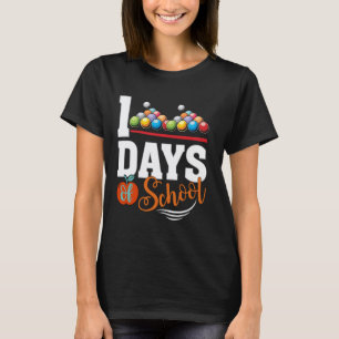 Camiseta 100 Dias de Escola 100º Dia Bilhar Crianças Estuda