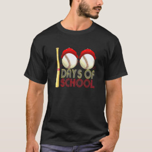 Camiseta 100 Dias de Escola Beisebol Professor Crianças 100