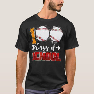 Camiseta 100 Dias de Escola Beisebol Professor Crianças 100