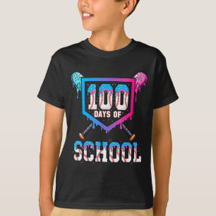 Camiseta 100 Dias De Escola Beisebol Sorvete Gotejamento 10