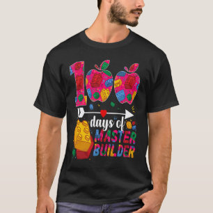 Camiseta 100 Dias de Escola Brinquedo Fofo Construir Tijolo