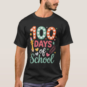 Camiseta 100 Dias De Escola Círculo Xadrez Retrô Divertido