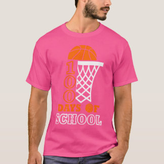 Camiseta 100 Dias De Escola Crianças De Basquete 100.º Dia 