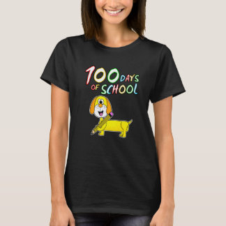 Camiseta 100 Dias De Escola Dachshund Cachorro Jardim De In