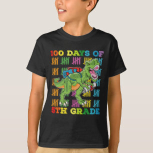Camiseta 100 Dias De Escola De Dinossauro 5 Grau T Rex