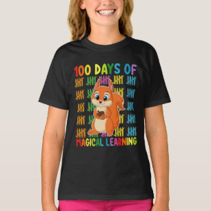 Camiseta 100 Dias De Escola De Esquilo De Aprendizado Mágic