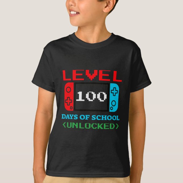 Camiseta 100 Dias De Escola Desbloqueados 3 (Frente)