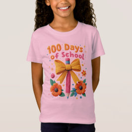 Camiseta 100 Dias de Escola - Design Floral de Lápis