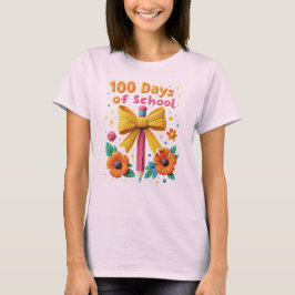 Camiseta 100 Dias de Escola - Design Floral de Lápis