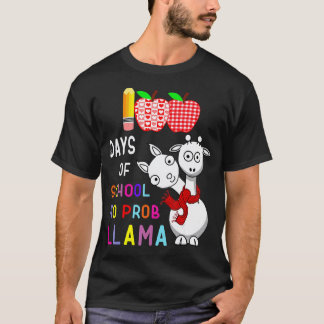 Camiseta 100 Dias de Escola divertido Llama Professor Sem P