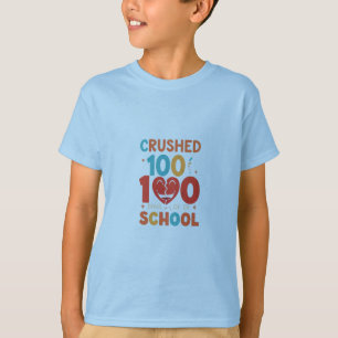 Camiseta 100 dias de escola esmagados - Conquista de crianç