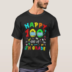 Camiseta 100 Dias De Escola Estudante De Máscara De Rosto D