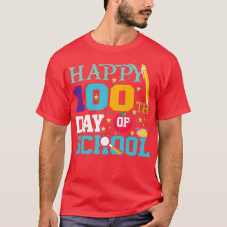 Camiseta 100 Dias De Escola Feliz 100º Dia De TShi Clássico