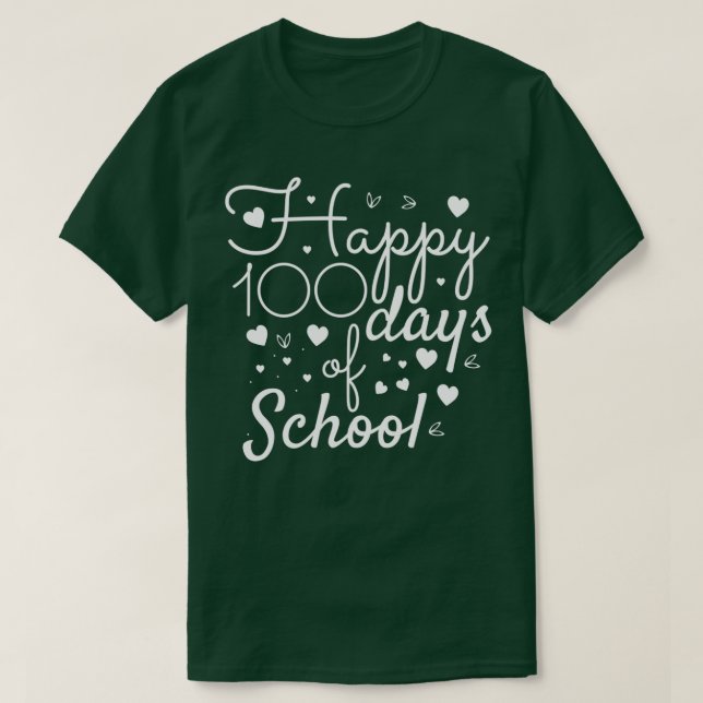 Camiseta 100 dias de escola Feliz 100 dias de escola engraç (Frente do Design)