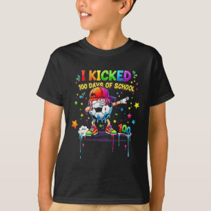 Camiseta 100 Dias De Escola Futebol Gotejamento Crianças Me