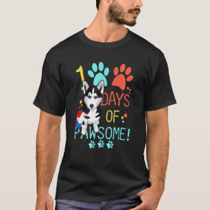 Camiseta 100 Dias De Escola Husky Cachorro 100 Dias De Paws