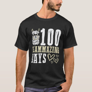 Camiseta 100 Dias De Escola Llama Trocadilho 100º Dia Premi