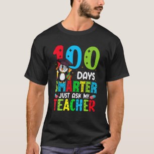 Camiseta 100 Dias De Escola Mais Esperto Basta Perguntar Ao