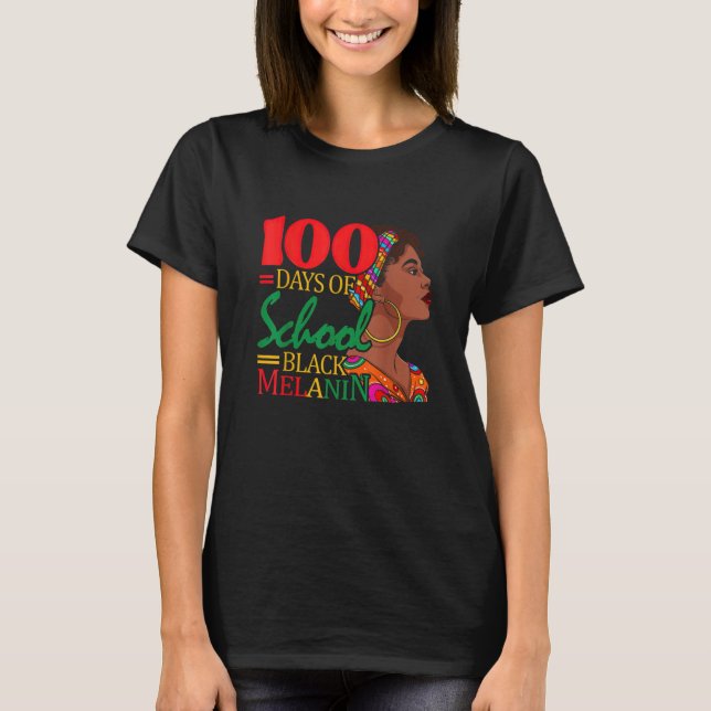 Camiseta 100 dias de escola negra Melanina Menina Negra (Frente)