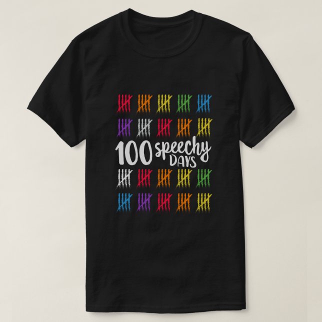 Camiseta 100 dias de escola para a terapia de fala SLP SLPA (Frente do Design)