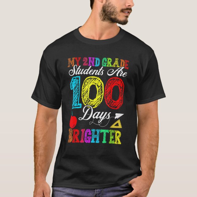 Camiseta 100 Dias De Escola para Crianças e Professores de  (Frente)