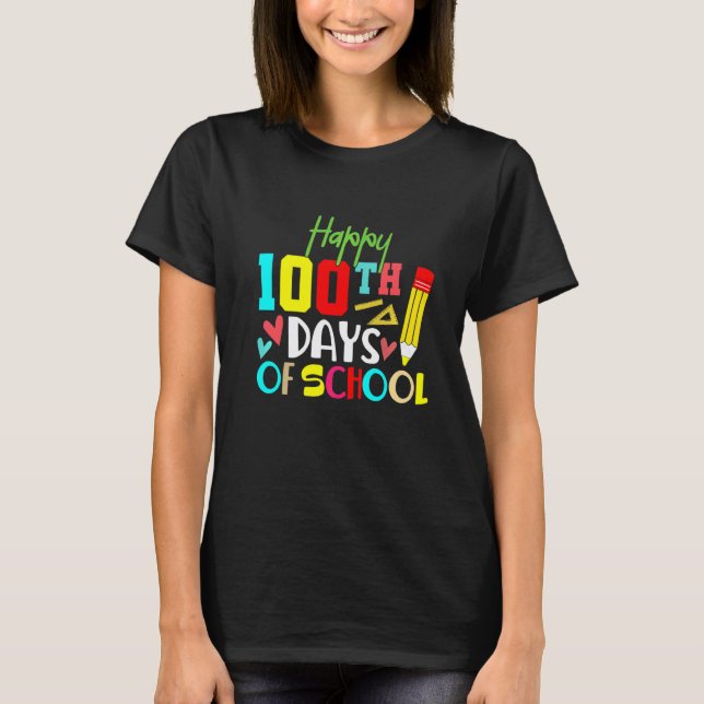 Camiseta 100 Dias De Escola para Crianças e Professores do  (Frente)