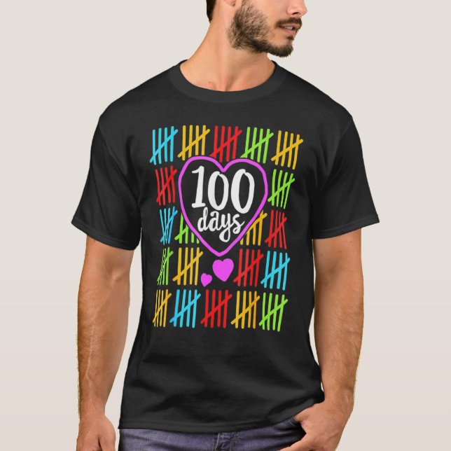 Camiseta 100 dias de escola para professores mulheres conta (Frente)