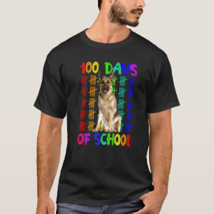 Camiseta 100 Dias De Escola Pastor Alemão Usando Óculos