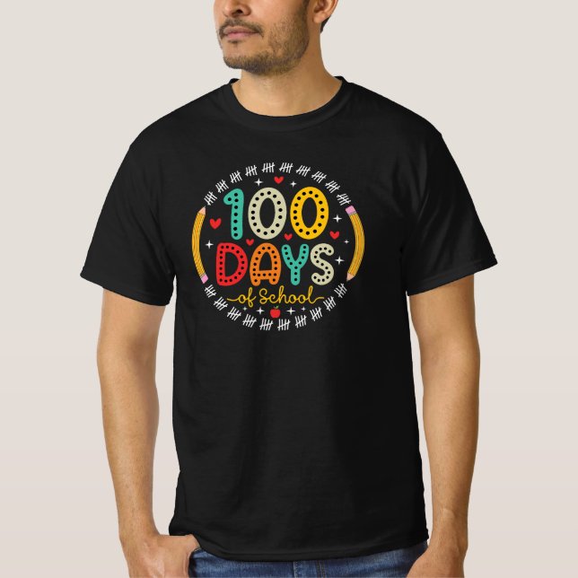 Camiseta 100 Dias De Escola Professor Aluno (Frente)