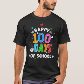 Camiseta 100 Dias De Escola Professor Aluno Feliz 100