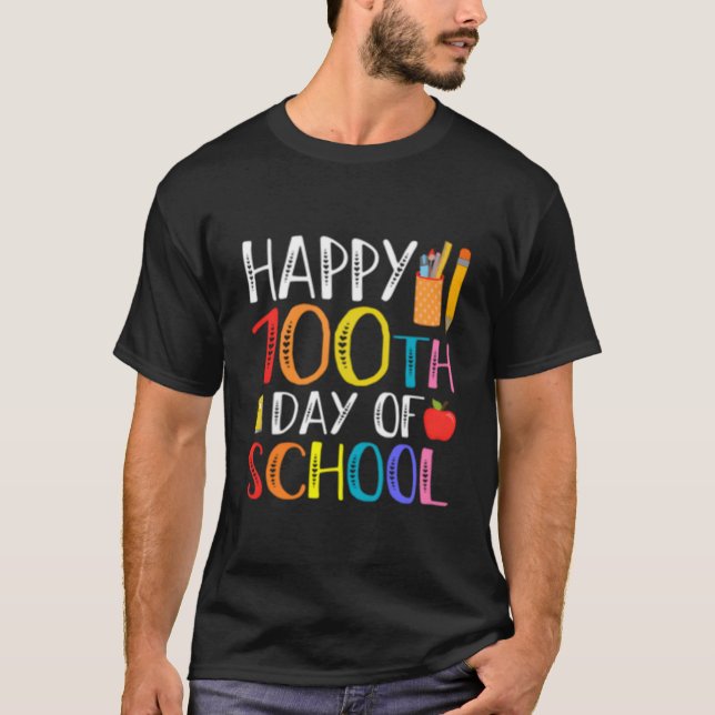 Camiseta 100 Dias De Escola Professor E Aluno (Frente)