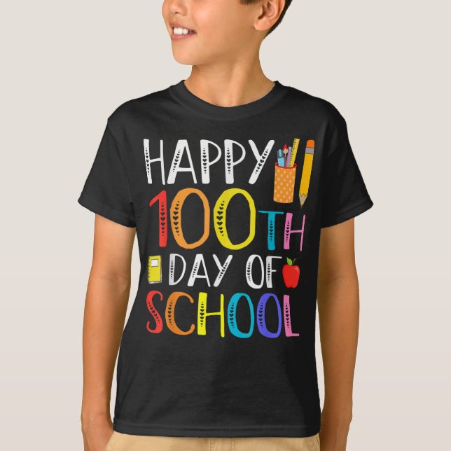 Camiseta 100 Dias De Escola Professor E Aluno (Frente)