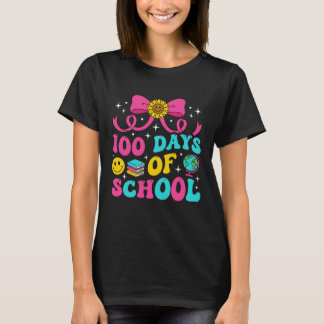 Camiseta 100 Dias de Escola Professora Coquette Laço Menina