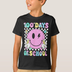 Camiseta 100 Dias De Escola Rosto Sorriso Retro Professor C