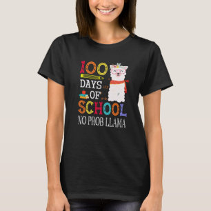 Camiseta 100 Dias De Escola Sem Prob lema Llama Professor